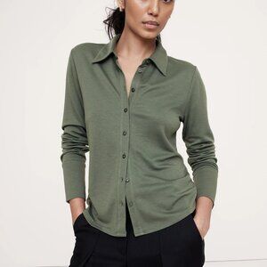 Banana Republic Essential Long Sleeve Polo, size L in Seawood Green